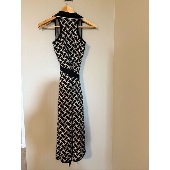 Diane Von Furstenberg X Target Size XXS Collared Midi Wrap Dress Black Geometric - Picture 12 of 13
